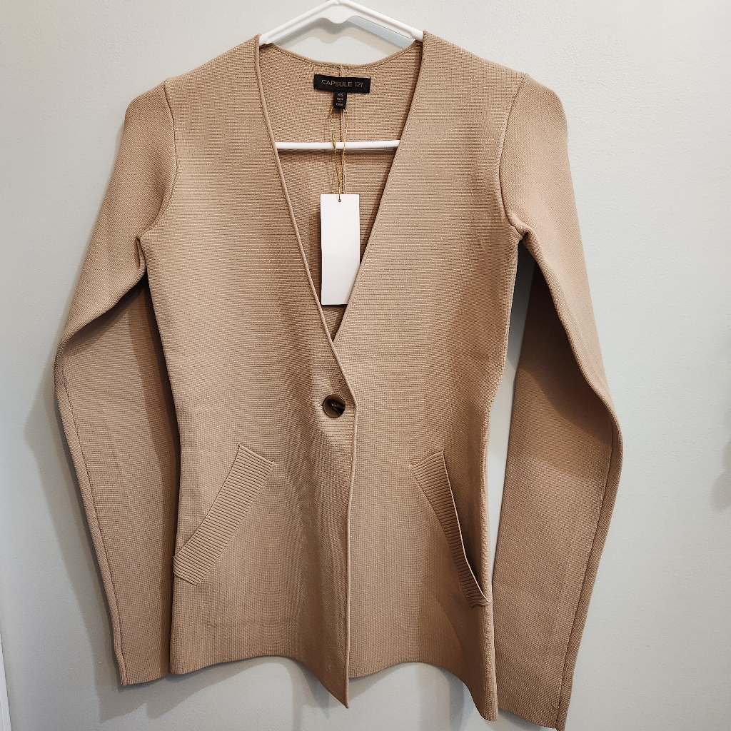 Nwt Capsule 121 Women's Beige Aldron One-Button Cardigan Jacket Size Xs